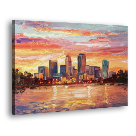 Huntsville Skyline At Sunset - Canvas Wall Art - Side