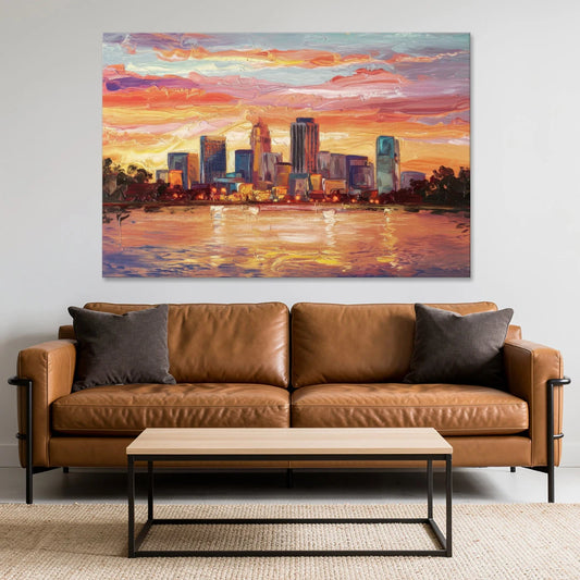 Huntsville Skyline At Sunset - Canvas Wall Art - Sofa - 60x40