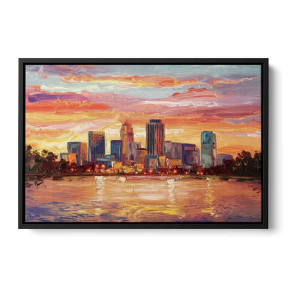 Huntsville Skyline At Sunset Front - Black Canvas Wall Art