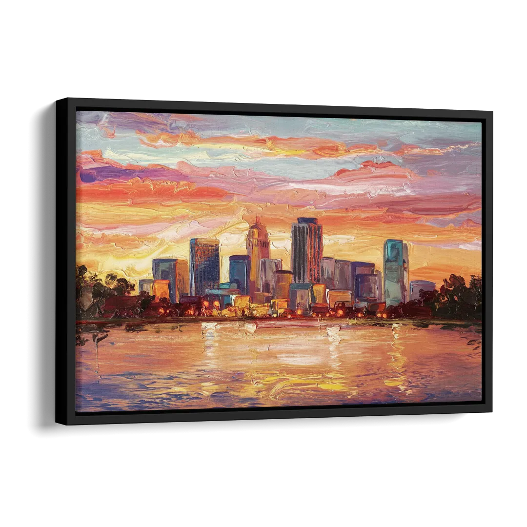 Huntsville Skyline At Sunset Side - Black Canvas Wall Art