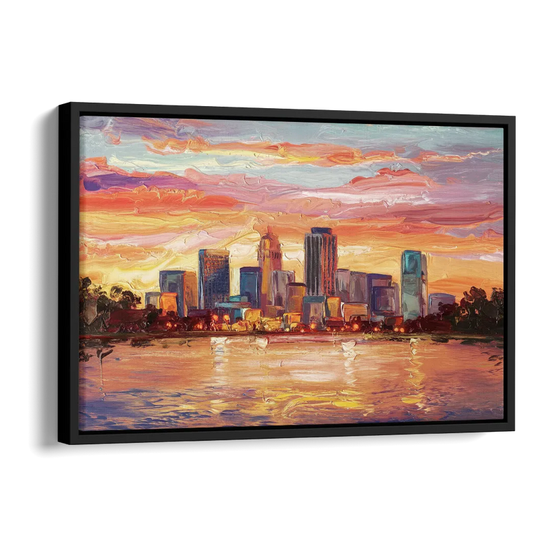 Huntsville Skyline At Sunset Side - Black Canvas Wall Art