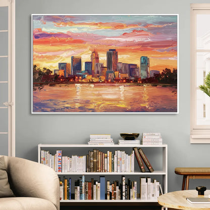Huntsville Skyline At Sunset Sitting Room - White Canvas Wall Art