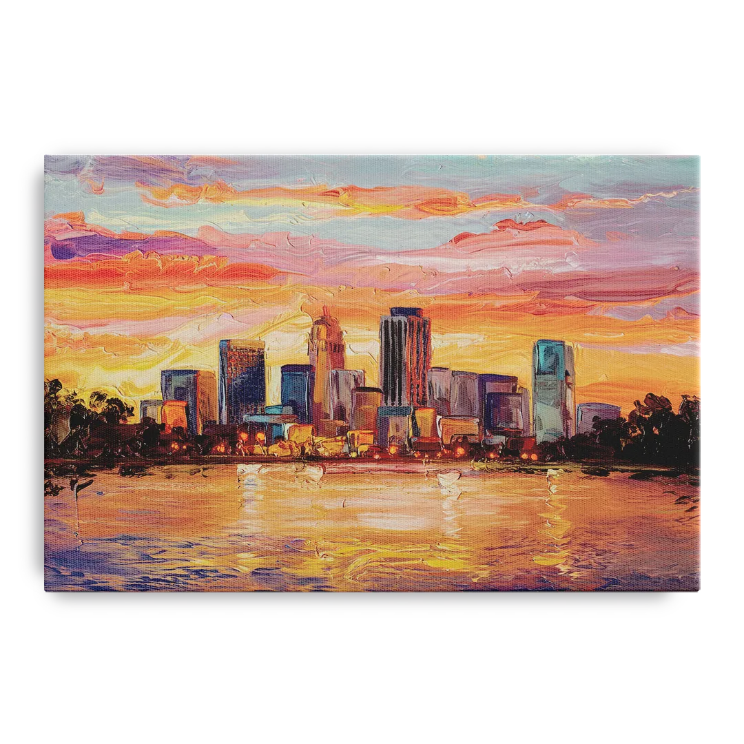 Huntsville Skyline At Sunset Front - Canvas Wall Art