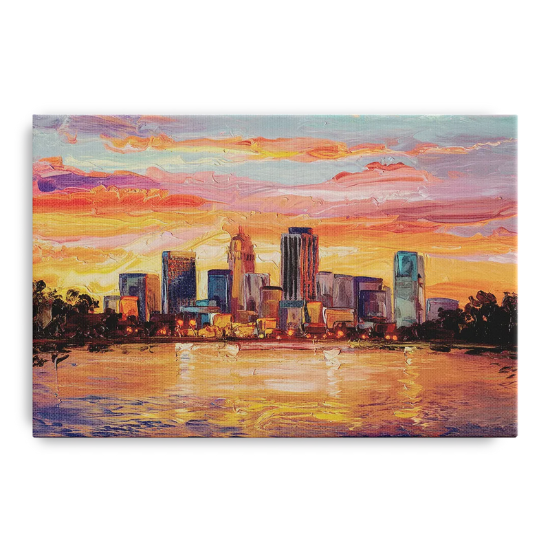 Huntsville Skyline At Sunset Front - Canvas Wall Art