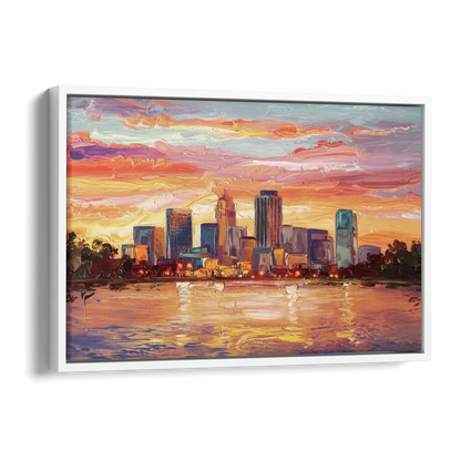 Huntsville Skyline At Sunset Side - White Canvas Wall Art