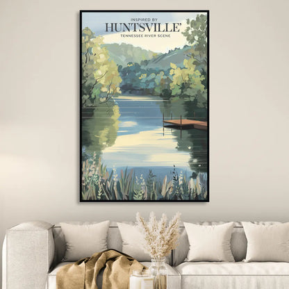 Huntsville Tennessee River Serenity Sitting Room - Black Canvas Wall Art