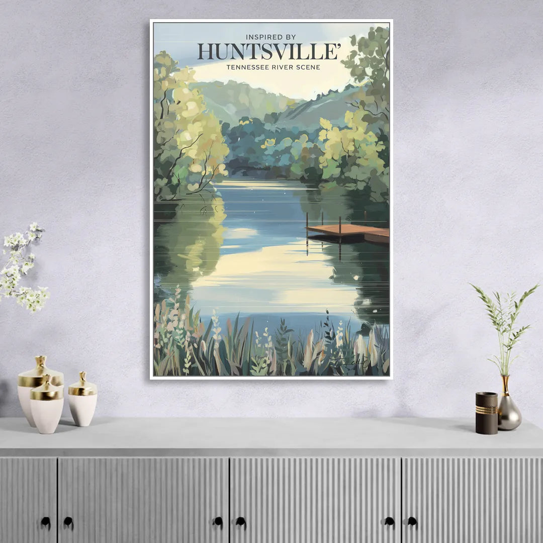 Huntsville Tennessee River Serenity Sitting Room - White Canvas Wall Art