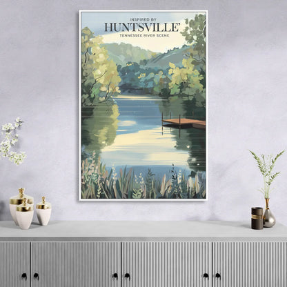 Huntsville Tennessee River Serenity Sitting Room - White Canvas Wall Art