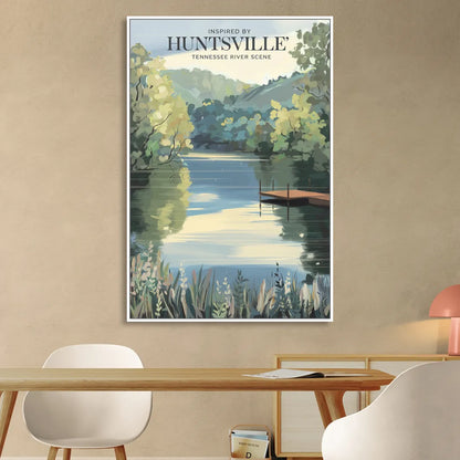 Huntsville Tennessee River Serenity Living Room - White Canvas Wall Art