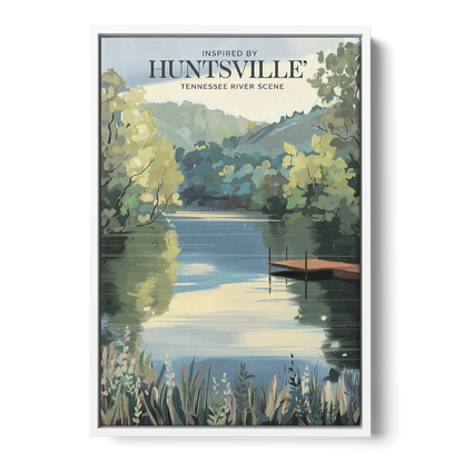 Huntsville Tennessee River Serenity Front - White Canvas Wall Art