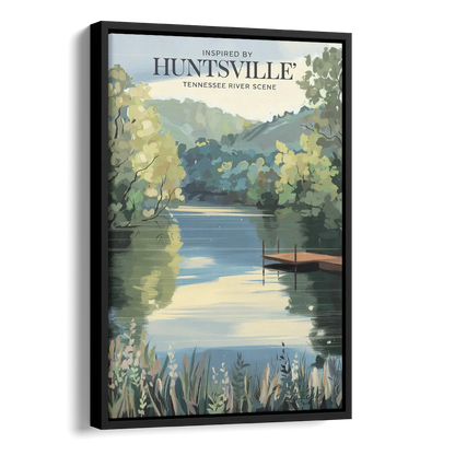Huntsville Tennessee River Serenity Side - Black Canvas Wall Art
