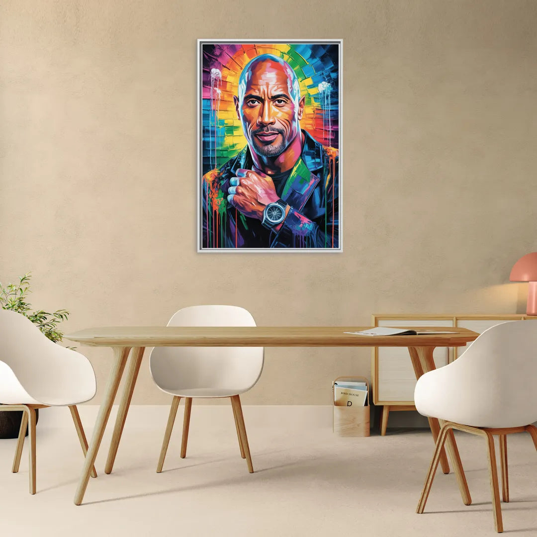 Hustle - Living Room White Frame Canvas