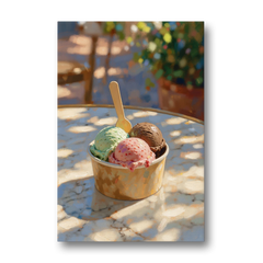 Ice Cream Painting Gelato Cup in Summer Shade - Canvas Wall Art - Front