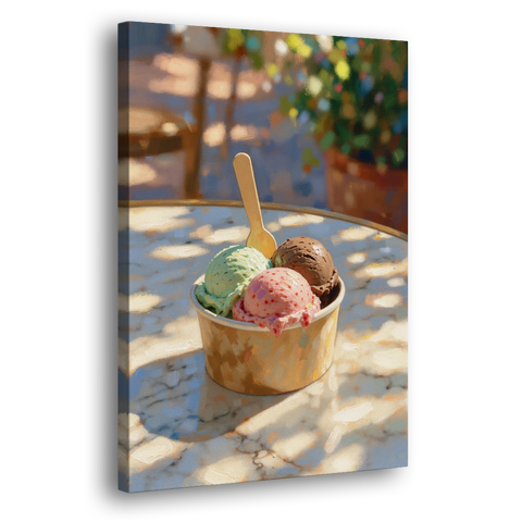 Ice Cream Painting Gelato Cup in Summer Shade - Canvas Wall Art - Side