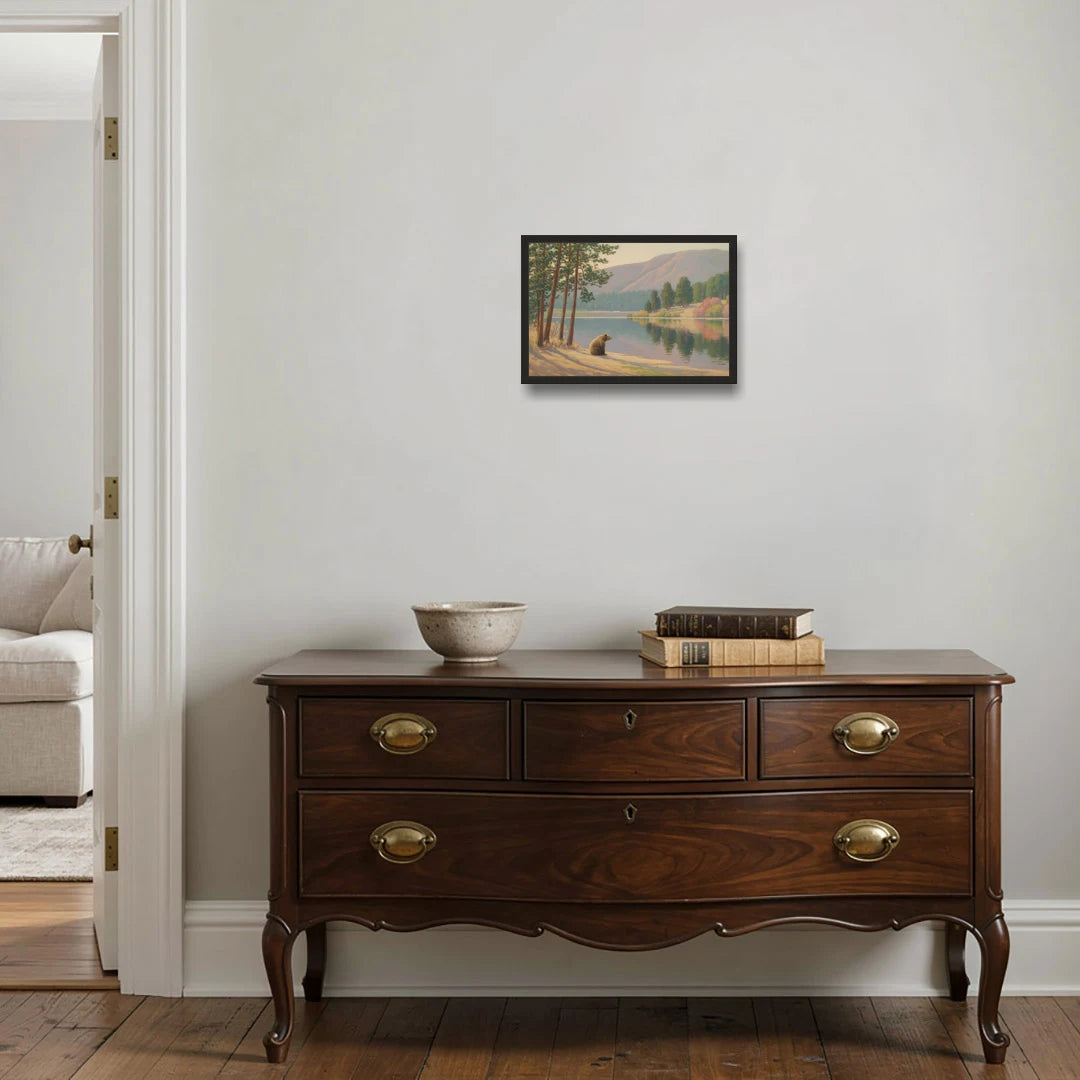 Iconic Big Bear Lake View - Black Framed Canvas Wall Art - Coffee Table - 18x12