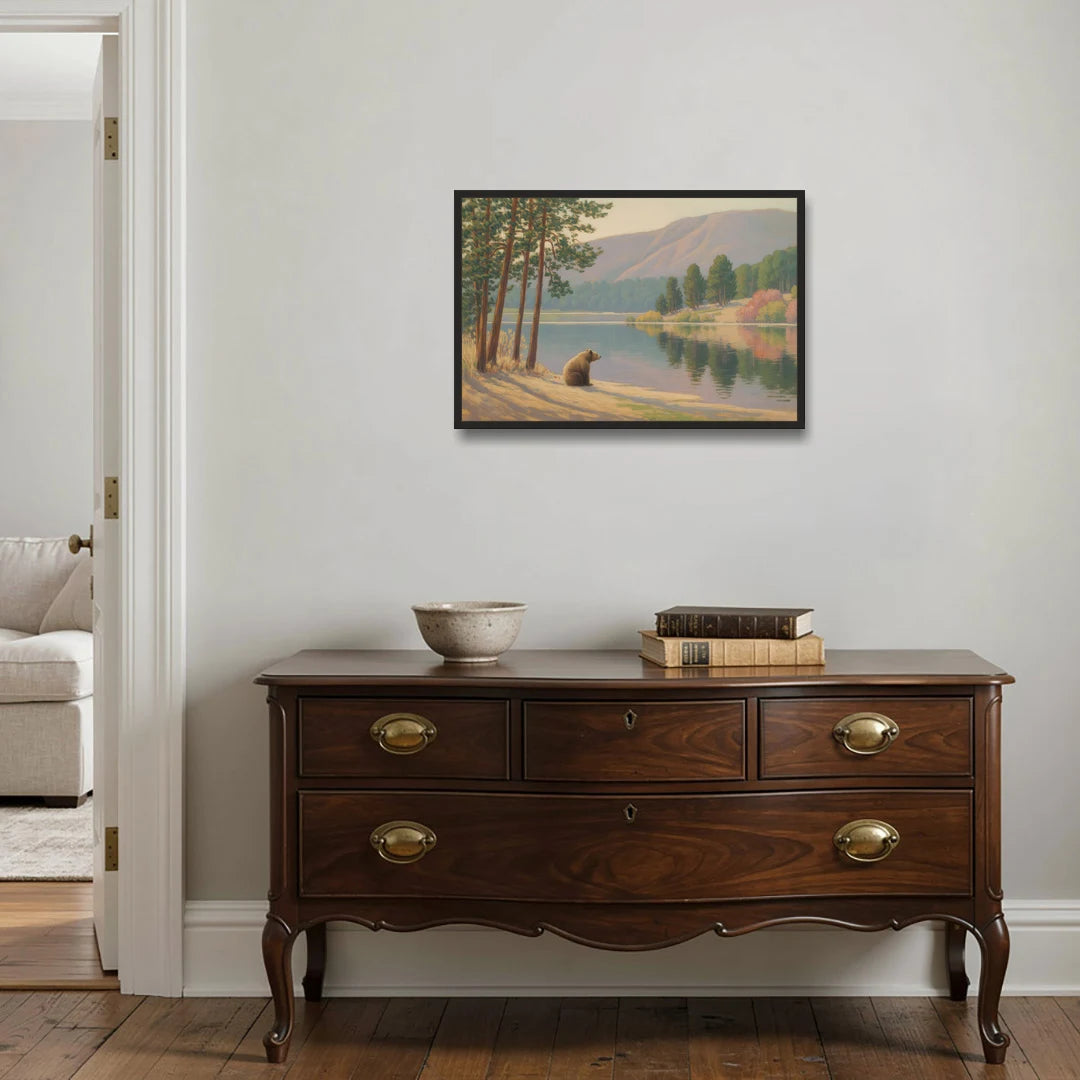 Iconic Big Bear Lake View - Black Framed Canvas Wall Art - Coffee Table - 30x20
