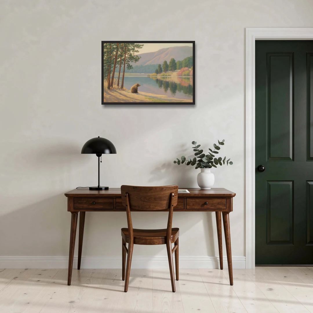 Iconic Big Bear Lake View - Black Framed Canvas Wall Art - Office - 30x20