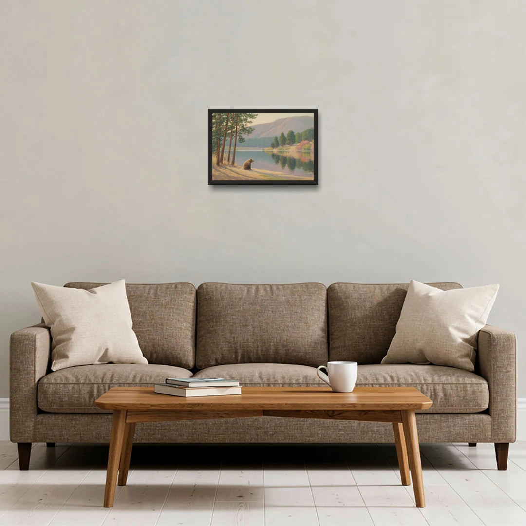 Iconic Big Bear Lake View - Black Framed Canvas Wall Art - Sofa - 18x12