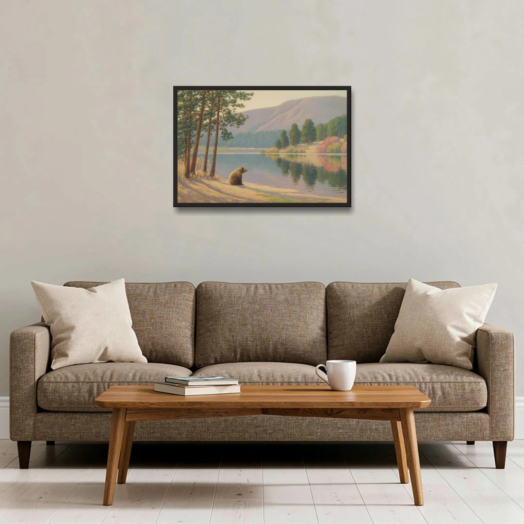 Iconic Big Bear Lake View - Black Framed Canvas Wall Art - Sofa - 30x20