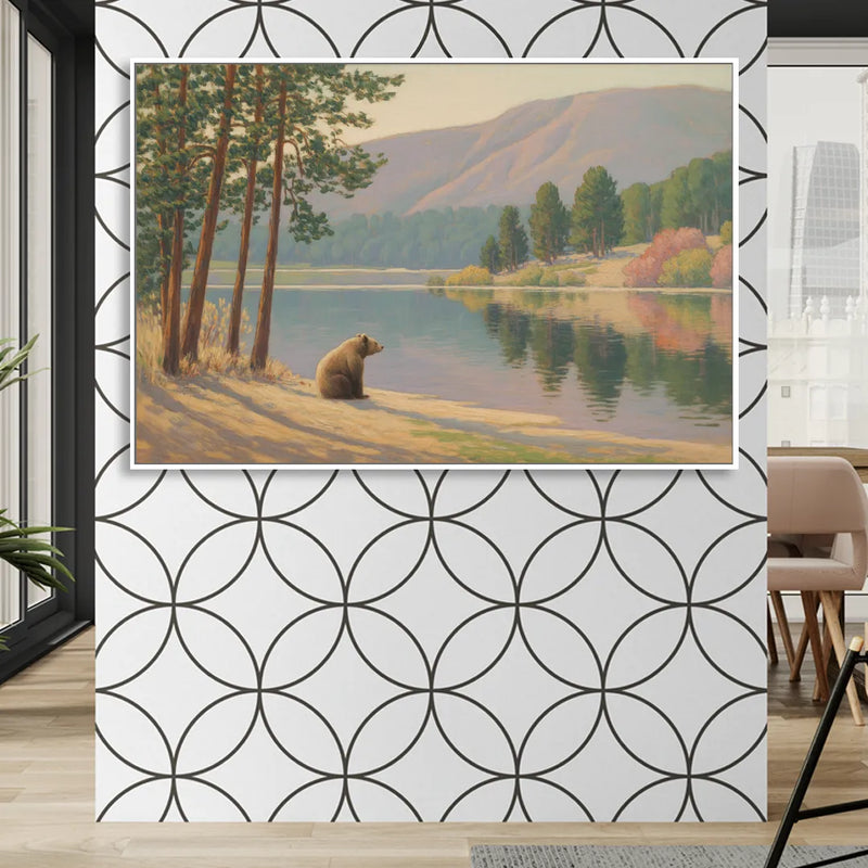 Iconic Big Bear Lake View Sitting Room - White Canvas Wall Art