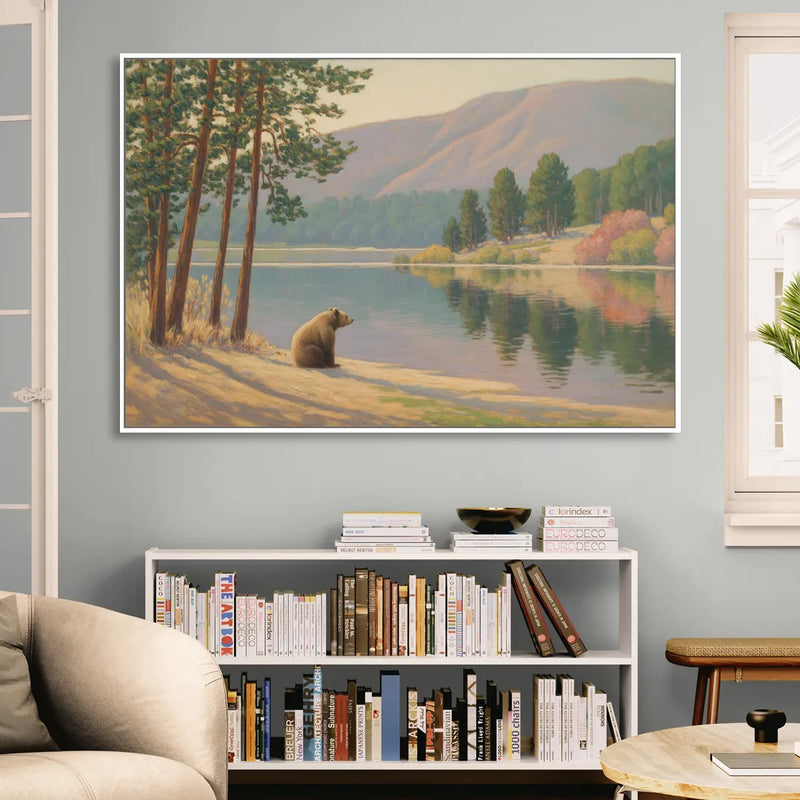 Iconic Big Bear Lake View Living Room - White Canvas Wall Art