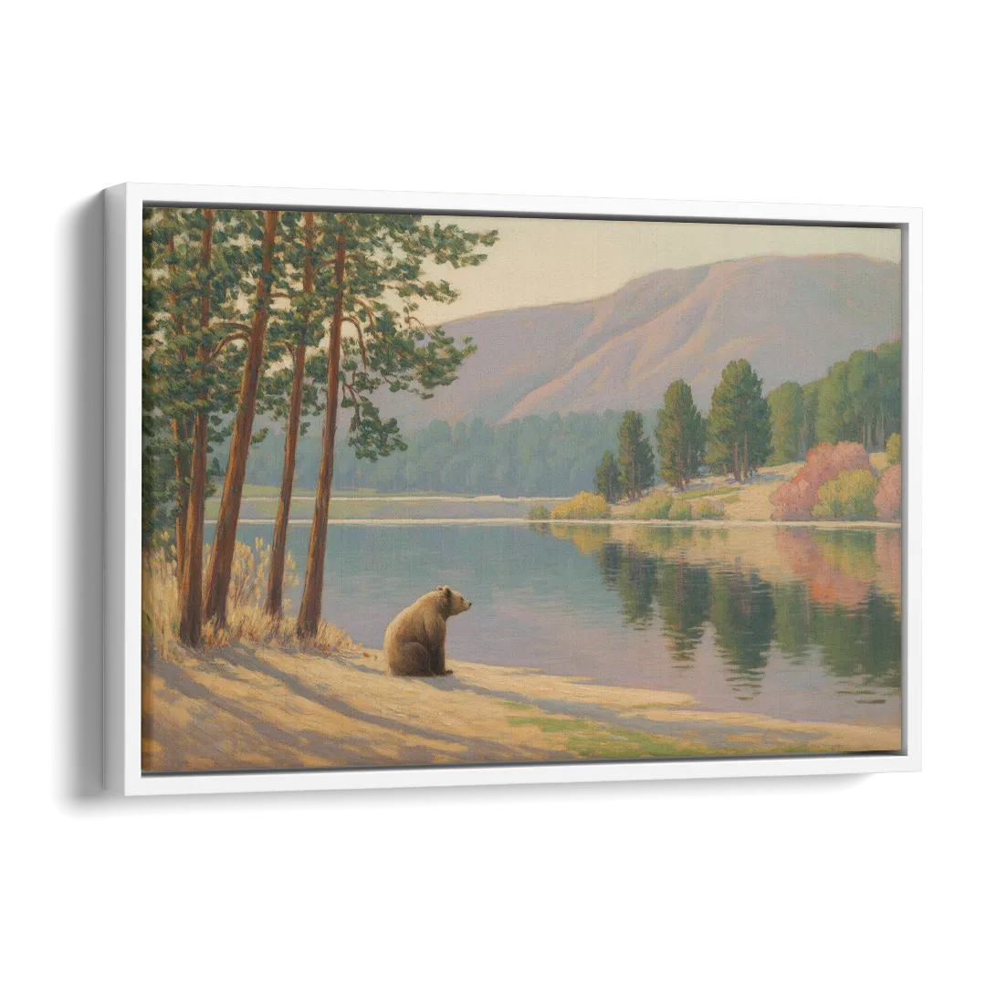 Iconic Big Bear Lake View Side - White Canvas Wall Art