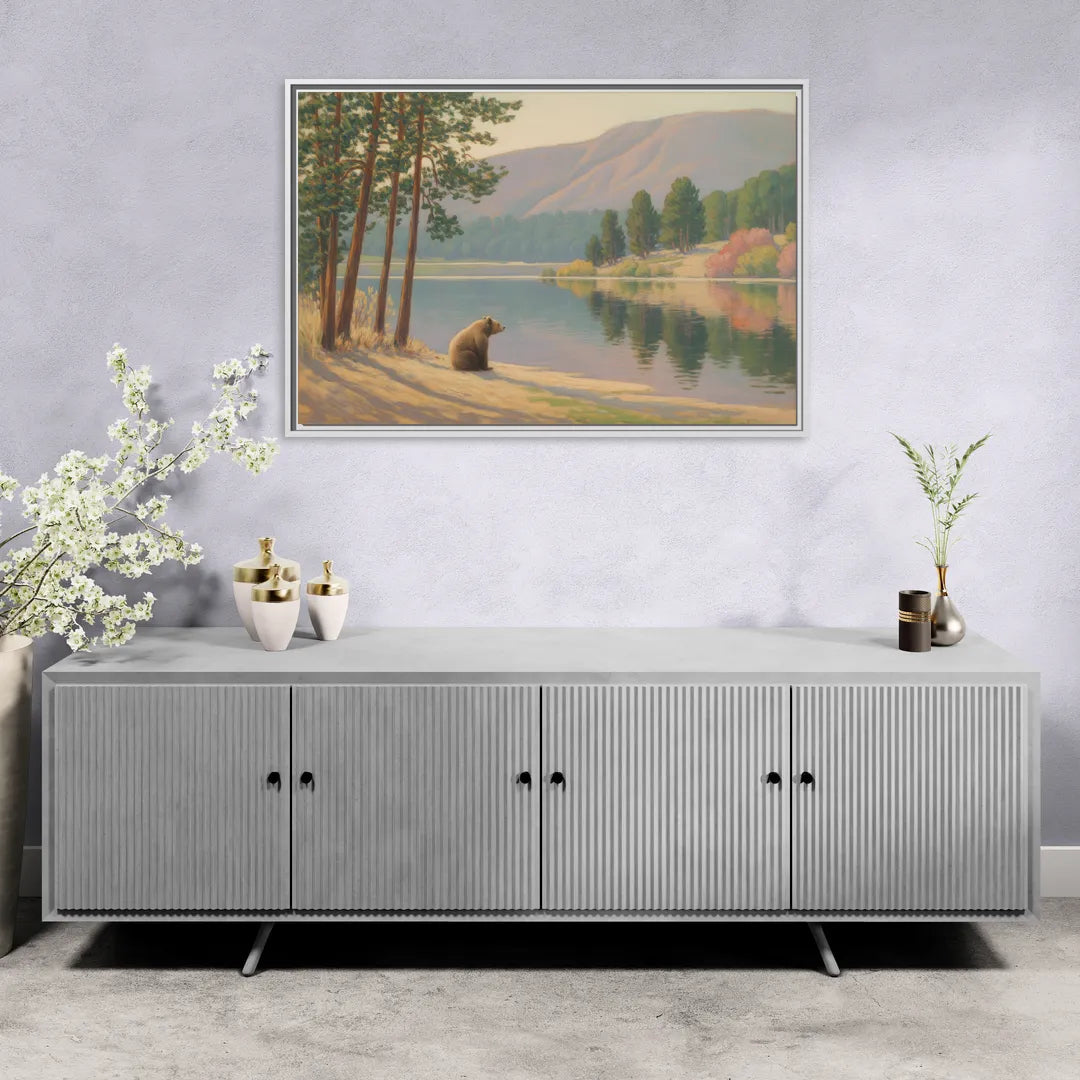 Iconic Big Bear Lake View - Living Room White Frame Canvas