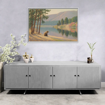 Iconic Big Bear Lake View - Living Room White Frame Canvas