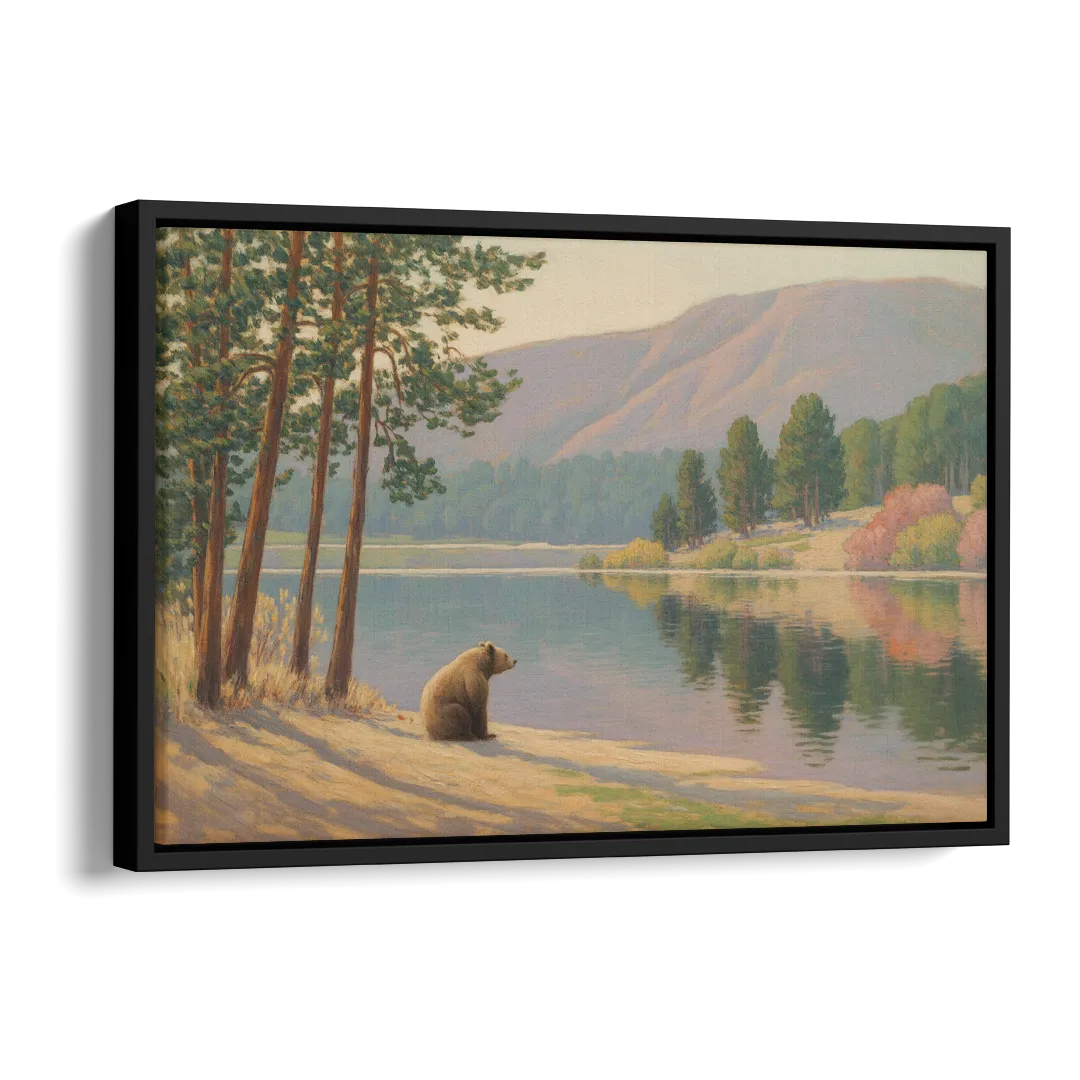 Iconic Big Bear Lake View Side - Black Canvas Wall Art