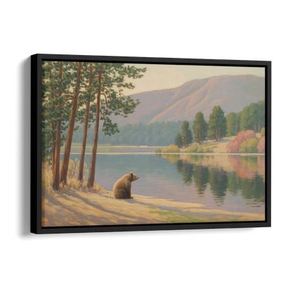 Iconic Big Bear Lake View Side - Black Canvas Wall Art