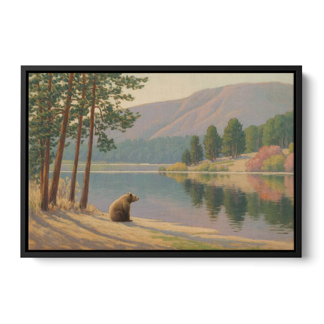 Iconic Big Bear Lake View Front - Black Canvas Wall Art