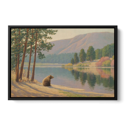 Iconic Big Bear Lake View Front - Black Canvas Wall Art