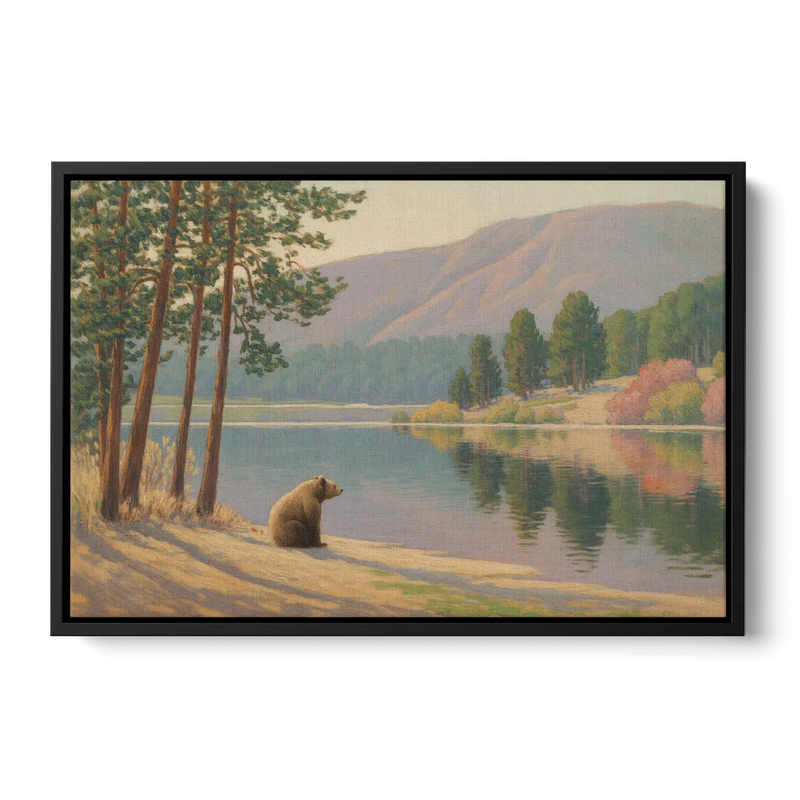 Iconic Big Bear Lake View Front - Black Canvas Wall Art