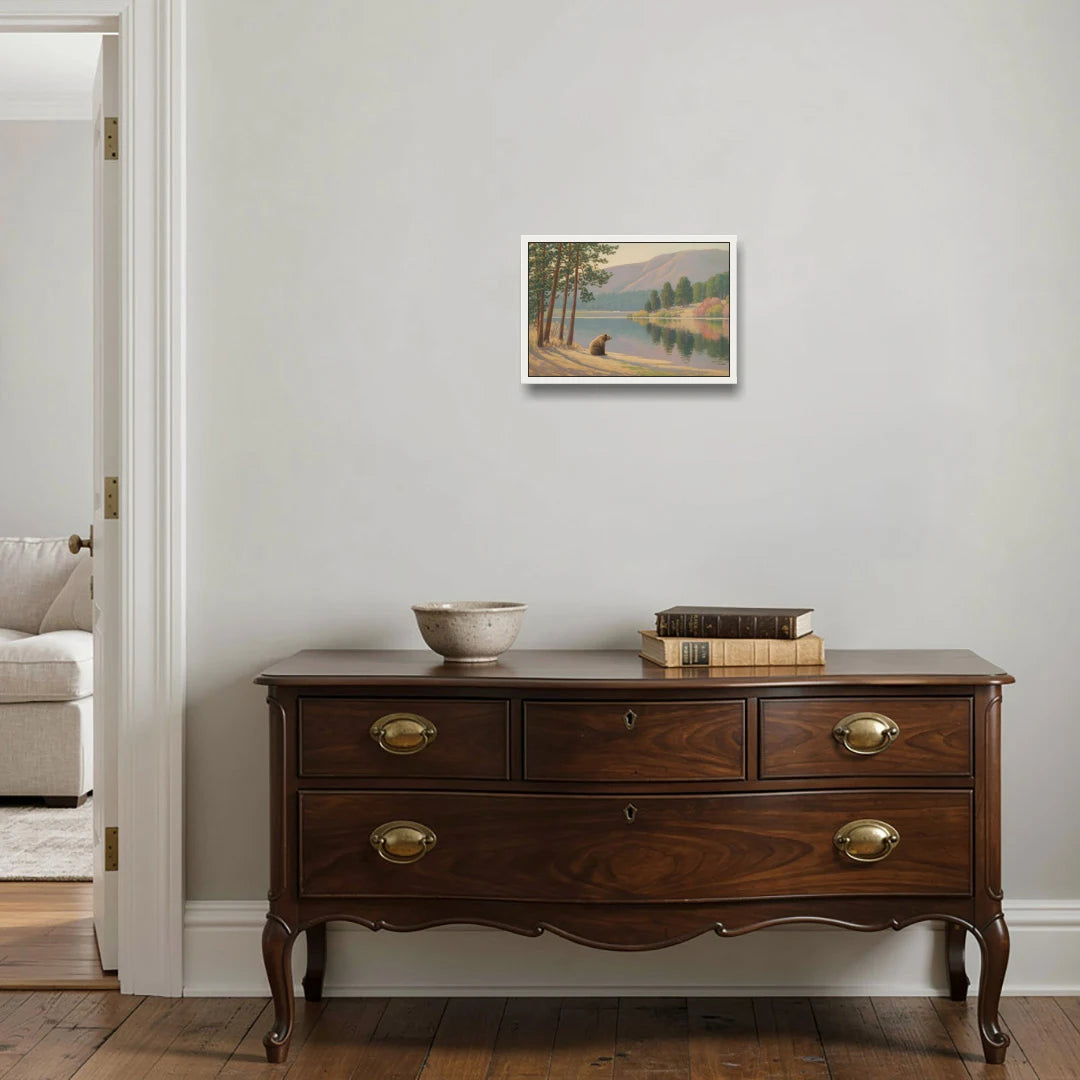 Iconic Big Bear Lake View - White Framed Canvas Wall Art - Coffee Table - 18x12