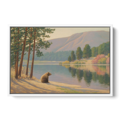 Iconic Big Bear Lake View - White Framed Canvas Wall Art - Front