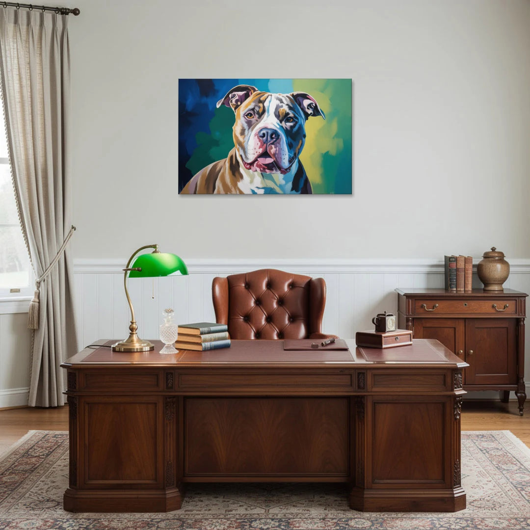 Iconic Pitbull Dog - Canvas Wall Art - Office - 36x24