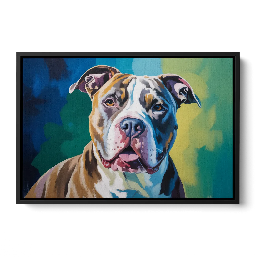 Iconic Pitbull Dog Front - Black Canvas Wall Art