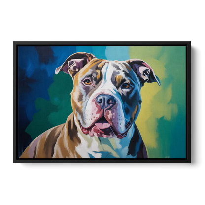 Iconic Pitbull Dog Front - Black Canvas Wall Art