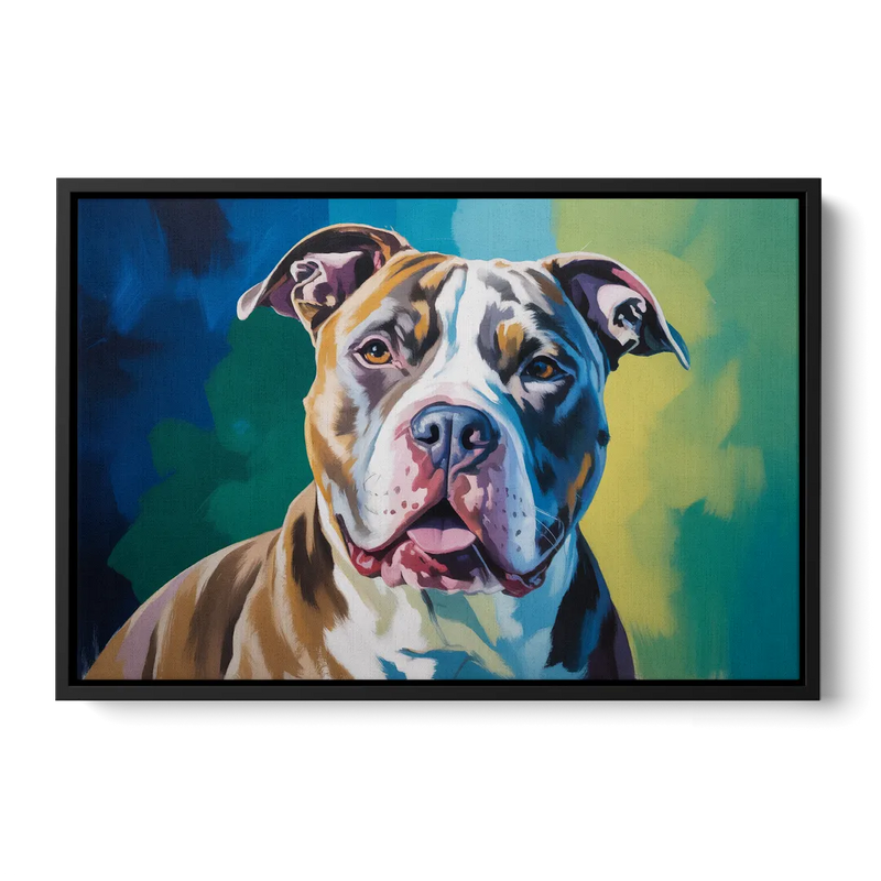 Iconic Pitbull Dog Front - Black Canvas Wall Art