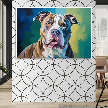 Iconic Pitbull Dog Living Room - White Canvas Wall Art