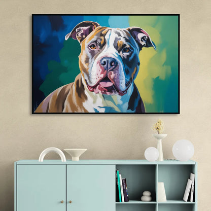Iconic Pitbull Dog Living Room - Black Canvas Wall Art
