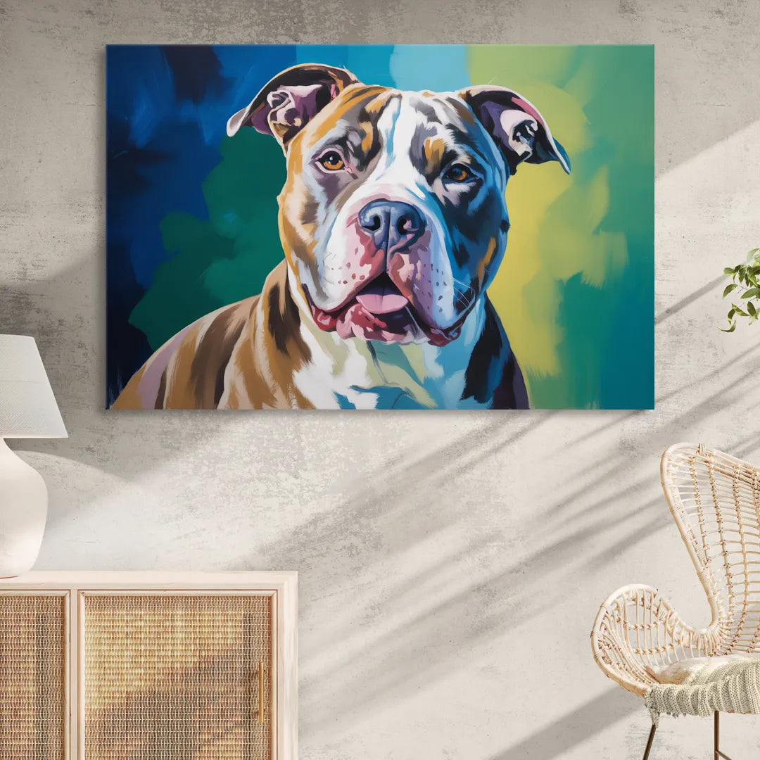 Iconic Pitbull Dog Sitting Room - Canvas Wall Art