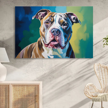 Iconic Pitbull Dog Sitting Room - Canvas Wall Art