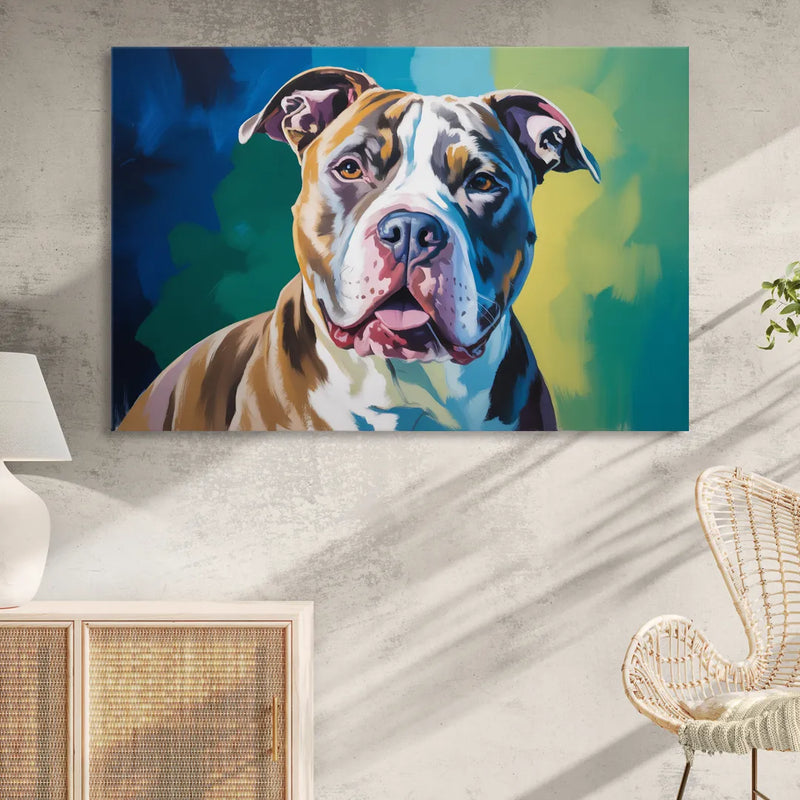 Iconic Pitbull Dog Sitting Room - Canvas Wall Art