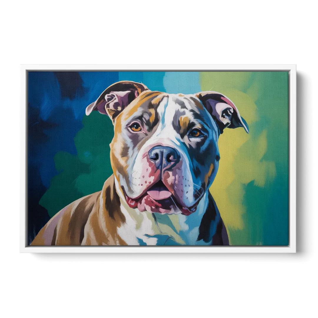 Iconic Pitbull Dog Front - White Canvas Wall Art