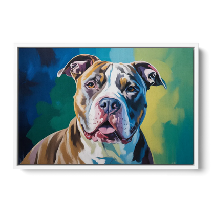 Iconic Pitbull Dog Front - White Canvas Wall Art