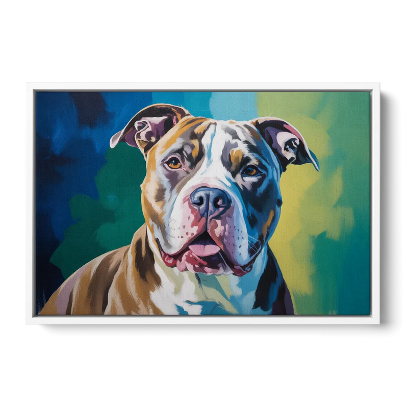 Iconic Pitbull Dog Front - White Canvas Wall Art