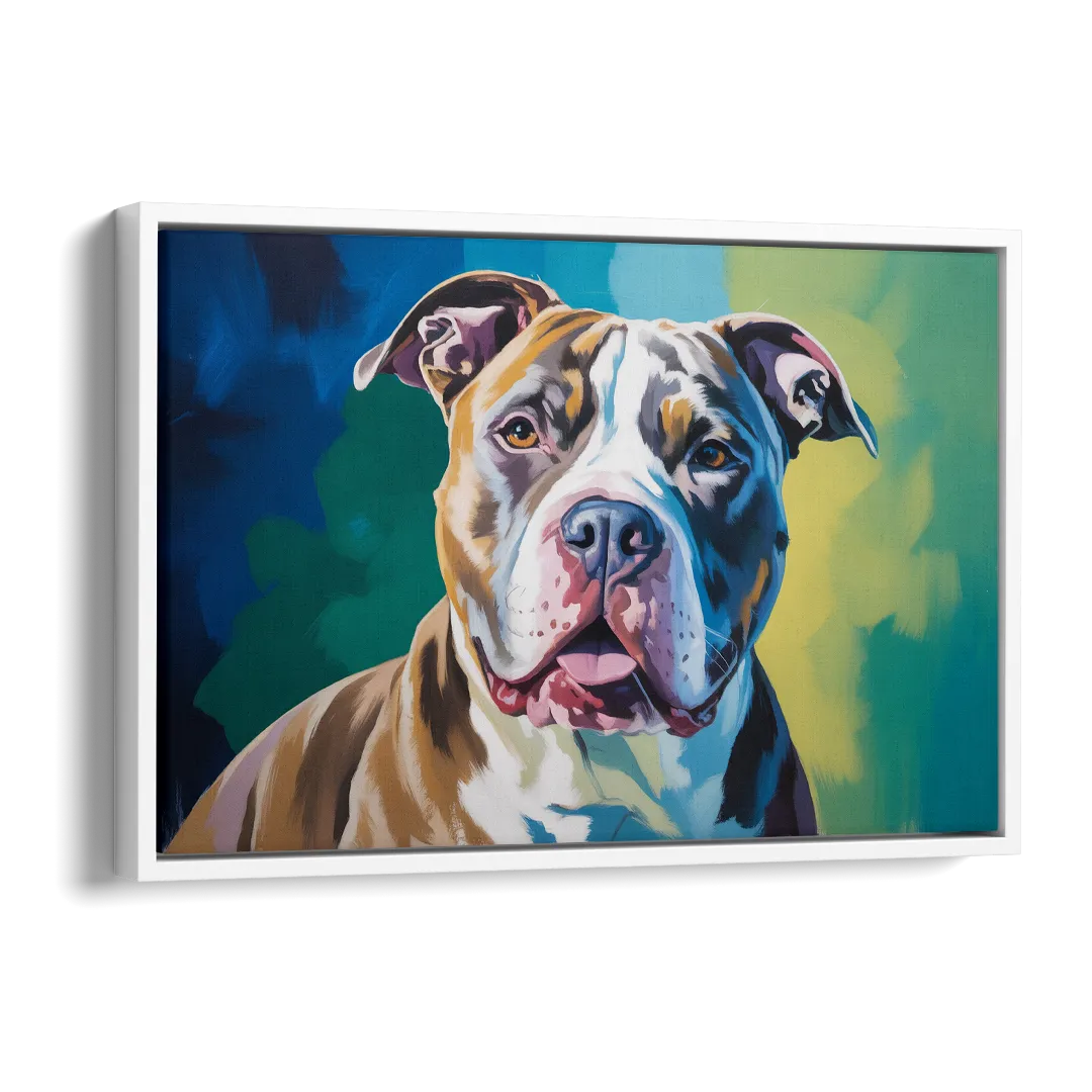 Iconic Pitbull Dog Side - White Canvas Wall Art