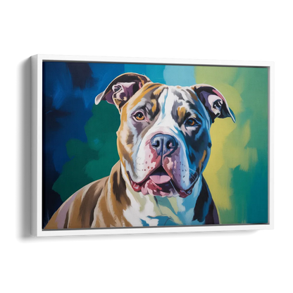 Iconic Pitbull Dog Side - White Canvas Wall Art