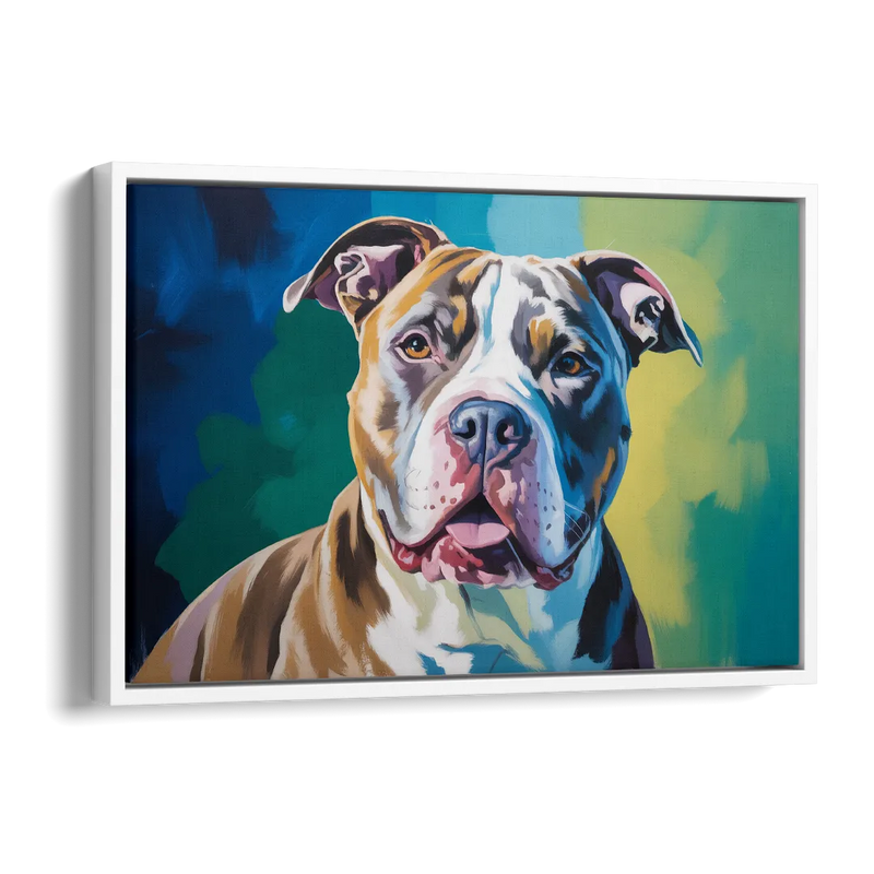 Iconic Pitbull Dog Side - White Canvas Wall Art